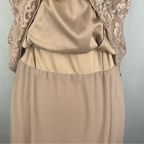 ALEX EVENINGS (6P) Two piece taupe lace and chiffon dress - Picture 14 of 14